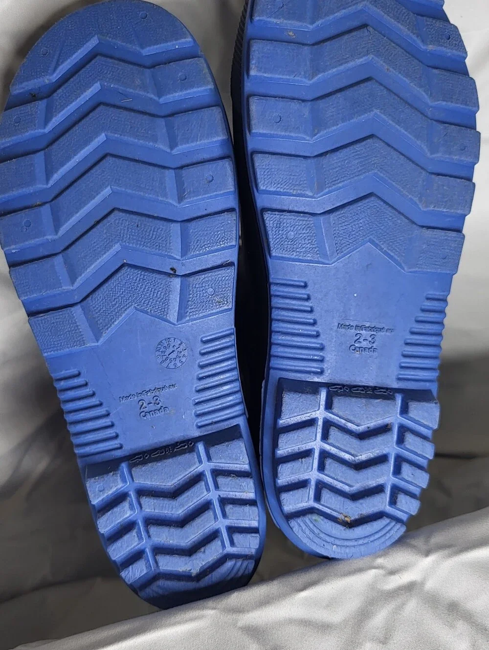 Navy Blue Rain Boots with Bright Blue Soles